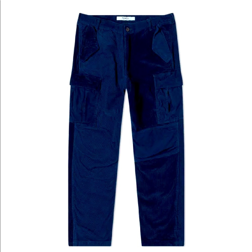 FDMTL men’s indigo cargo pants . Size 30”